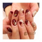 （お洒落で可愛いフレンチデザイン)ボルドー×グレージュ nail☆