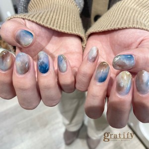 梅田 青系ニュアンスネイル