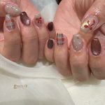 リボン×チェック/gratify梅田/梅田ネイル