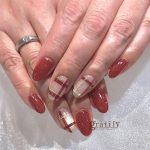 キラキラボルドーチェック/ネイル梅田/gratify梅田